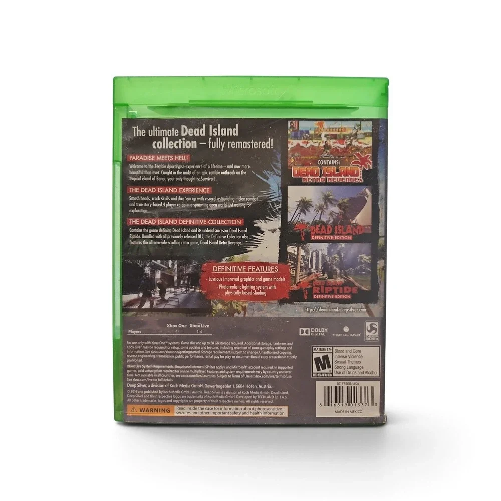 Dead Island Definitive Collection Xbox One Remastered Zombie Horror Game Silver
